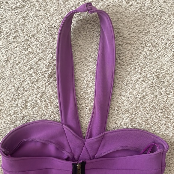 Topshop Petite US Size 2 Purple Bodycon Halter Dress Exposed Back Zipper - Picture 8 of 10